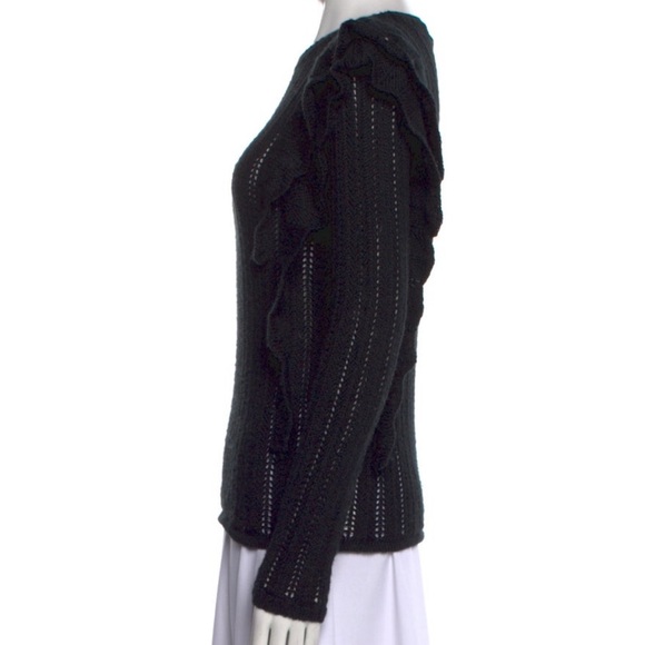 IRO Black Ruffled Wool Blend Knit Sweater Size XS MSRP $395 - Picture 3 of 9
